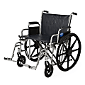 Medline Extra-Wide Folding Wheelchair With Full-Length Arms, 22"W Seat, 34"H x 15"W x 38"D, Black/Silver 1 thumbnail image