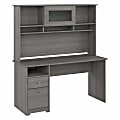 Bush Furniture Cabot 60"W Computer Desk With Hutch, Modern Gray, Standard Delivery