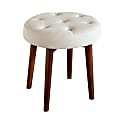 Elle Décor Penelope Round Tufted Stool, Antique Ivory/Brown