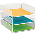 Safco Onyx Letter Tray - 3 Compartment(s) - 3 Tier(s) - 8" Height x 9.3" Width x 11.8" Depth - Desktop - White - Steel - 1 Each