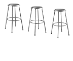 National Public Seating Vinyl-Padded Stools, 30"H, Gray, Set Of 3