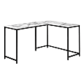 Monarch Specialties Barry 59"W L-Shaped Computer Desk, White Marble
