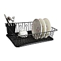 MegaChef Dish Rack With 14 Plate Positioners And Detachable Utensil Holder, 17-1/2", Black 1 thumbnail image