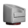 Flash Furniture Dean Club Style Commercial LeatherSoft Barrel Accent Armchair with 360 Degree Swivel Metal Base and Sloped Armrests, Gray LeatherSoft 1 thumbnail image