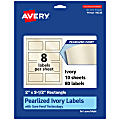 Avery® Pearlized Permanent Labels With Sure Feed®, 94238-PIP10, Rectangle, 2" x 3-1/2", Ivory, Pack Of 80 Labels