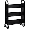 Lorell® 3-Shelf Single-Sided Steel Book Cart, 46"H x 32"W x 14"D, Black