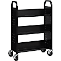 Lorell® 3-Shelf Single-Sided Steel Book Cart, 46"H x 32"W x 14"D, Black 1 thumbnail image