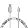 iHome Nylon Aluminum Lightning Cable, 10', Silver