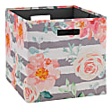 Linon Emmet Storage Bins, Medium Size, Floral Rose/Gray, Pack Of 2