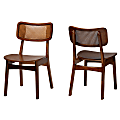 Baxton Studio Tafari Mid-Century Modern Wood and Rattan Dining Chairs, Walnut Brown, Set Of 2 Chairs 1 thumbnail image