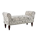 Linon Austin Rolled Arm Bench, 23"H x 45-1/8"W x 17-1/2"D, Script/Dark Mahogany 1 thumbnail image