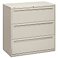 HON® Brigade® 700 20"D Lateral 3-Drawer File Cabinet, Light Gray