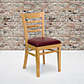 Flash Furniture HERCULES Ladder Back Wood Restaurant Accent Chair, Burgundy Vinyl Seat/Natural Wood Frame 1 thumbnail image
