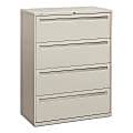 HON® Brigade® 700 42"W x 19-1/4"D Lateral 4-Drawer File Cabinet, Light Gray