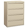 HON® Brigade® 700 42"W Lateral 4-Drawer File Cabinet, Metal, Putty