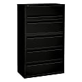 HON® Brigade® 700 42"W x 19-1/4"D Lateral 5-Drawer File Cabinet, Black 1 thumbnail image
