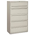 HON® Brigade® 700 42"W x 19-1/4"D Lateral 5-Drawer File Cabinet, Light Gray