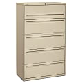 HON® Brigade® 700 42"W x 19-1/4"D Lateral 5-Drawer File Cabinet, Putty
