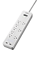 APC® Home Office SurgeArrest 8-Outlet And 2 USB Surge Protector, 6' Cord, White, PH8U2W
