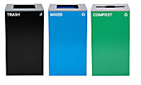 Alpine Industries Stainless-Steel Open Top Mixed Recycling, Compost And Trash Can Set, 29 Gallons Black/Blue/Green - ALP4450-BLK-KIT24 1 thumbnail image