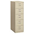 HON® 310 26-1/2"D Vertical 5-Drawer Letter-Size File Cabinet, Metal, Putty