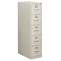 HON® 310 26-1/2"D Vertical 5-Drawer Letter-Size File Cabinet, Light Gray