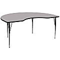 Flash Furniture 96''W Kidney Thermal Laminate Activity Table With Standard Height-Adjustable Legs, Gray