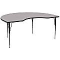 Flash Furniture 96''W Kidney Thermal Laminate Activity Table With Standard Height-Adjustable Legs, Gray 1 thumbnail image