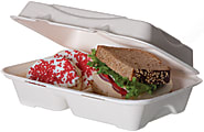 Eco-Products 2-Compartment Clamshell Food Containers, 3"H x 9"W x 6"D, Pack Of 250 Containers 