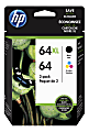 HP 64XL Black/64 Tri-Color High-Yield Ink Cartridges, Pack Of 2, 3YP23AN 1 thumbnail image