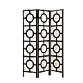 Monarch Specialties Diego 3-Panel Folding Screen, 70-1/4" x 52", Black