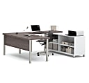 Bestar Pro-Linea 72"W U-Shaped Executive Computer Desk With Metal Legs, Bark Gray 1 thumbnail image