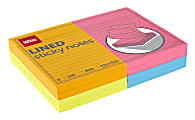 Office Depot® Brand Sticky Notes, 4" x 6", Assorted Vivid Colors, 100 Sheets Per Pad, Pack Of 8 Pads