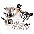 Gibson Total Kitchen Lybra 32-Piece Cookware Combo Set, Silver
