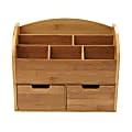 Mind Reader 6-Compartment Bamboo Desk Organizer With 2 Drawers, Brown
