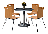 KFI Studios Jive Round Pedestal Table With 4 Stacking Chairs, 29"H x 36"W x 36"D, Espresso/Graphite Nebula