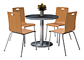 KFI Studios Jive Round Pedestal Table With 4 Stacking Chairs, 29"H x 36"W x 36"D, Espresso/Graphite Nebula 1 thumbnail image