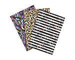 Nicole Miller Flexible Paper Notebooks, 5 3/4" x 8", Lined, 40 Pages Per Book, 120 Total, Aurora/Garden/Leopard, Pack of 3