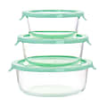 Martha Stewart Glass Storage Container And Lid Set, Mint, Set Of 6 Pieces