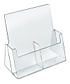 Azar Displays 2-Pocket Side-By-Side Plastic Trifold Brochure Holders, 9-3/16"H x 9-3/16"W x 3-1/4"D, Clear, Pack Of 2 Holders