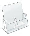 Azar Displays 2-Pocket Side-By-Side Plastic Trifold Brochure Holders, 9-3/16"H x 9-3/16"W x 3-1/4"D, Clear, Pack Of 2 Holders 1 thumbnail image