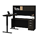 Bestar Pro-Concept Plus 72"W L-Shaped Standing Corner Desk With Pedestal And Hutch, Deep Gray/Black