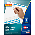 Avery® Print & Apply Clear Label Dividers With Index Maker® Easy Apply™ Printable Label Strip And White Tabs, 5-Tab, Box Of 25 Sets