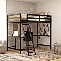 Flash Furniture Riley Loft Bed Frame With Desk, Twin, 42-1/2”L x 78-3/4”W x 42-1/2”D, Espresso