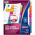 Avery® Ready Index® 1-8 Tab Binder Dividers With Customizable Table Of Contents, 8-1/2" x 11", 8 Tab, White/Multicolor, 1 Set 1 thumbnail image