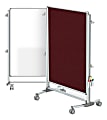 Ghent Nexus Jr. Partition Double-Sided Mobile Magnetic Whiteboard And Bulletin Board, 46 1/4" x 34 1/4", Merlot Fabric/Silver Aluminum Frame