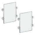 Azar Displays Clear Acrylic Window/Door Sign Holder Frame with Suction Cups, 8.5"W x 14"H, Clear, Pack Of 2