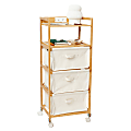 Dormify Bamboo Sutton Charging 3-Drawer Cart on Wheels, Brown 1 thumbnail image