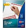 Avery® Customizable Index Maker® Dividers For 3 Ring Binder, Easy Print & Apply Clear Label Strip, 8 Tab, White, Box Of 25 Sets