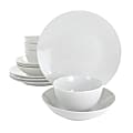 Gibson Home Classic Pearl 12-Piece Round Fine Ceramic Dinnerware Set, White